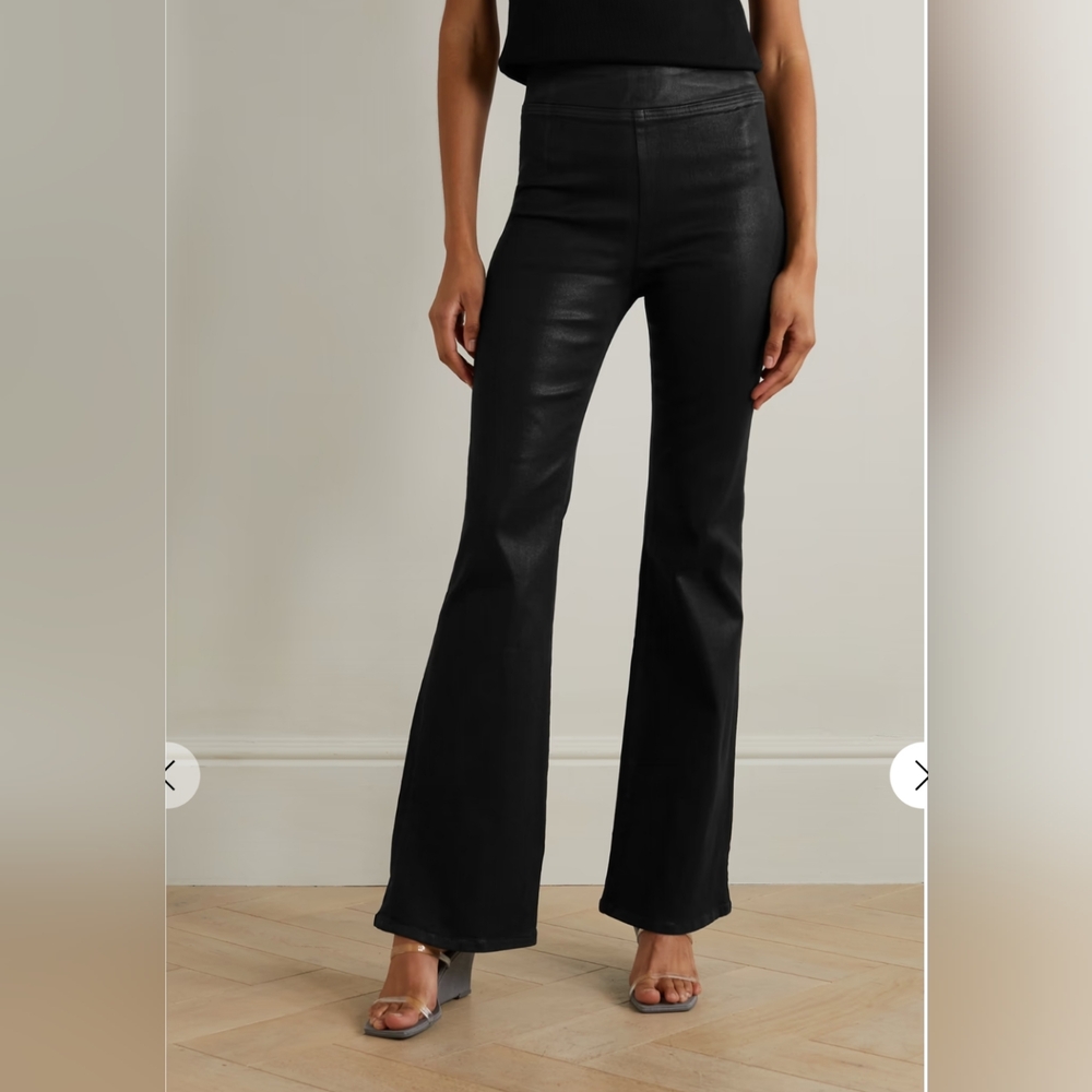 NWT FRAME + NET SUSTAIN The Jetset coated stretch-denim flared jeans (30-34)